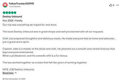 Review img # 2 of the yacht Destiny Unbound