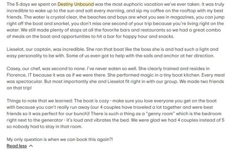 Review img # 4 of the yacht Destiny Unbound