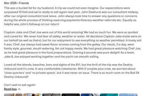 Review img # 1 of the yacht Destiny Unbound